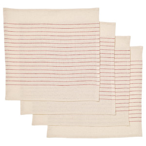 VIPPSTARR Napkin, stripe pattern red/natural, 30x30 cm, 4 pack