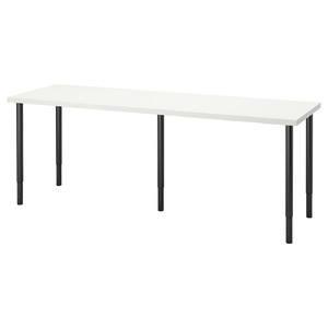 LAGKAPTEN / OLOV Desk, white, black, 200x60 cm