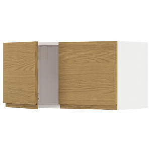 METOD Wall cabinet with 2 doors, white/Voxtorp oak effect, 80x40 cm