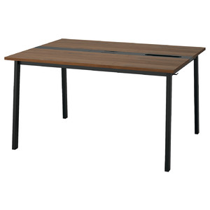 MITTZON Conference table, walnut veneer/black, 140x108x75 cm