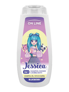 ON LINE KIDS Jessica 3in1 Shampoo, Shower & Bubble Bath Blueberry 400ml