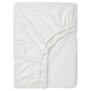 RÖNNVECKMAL Fitted sheet, white, 120x200 cm