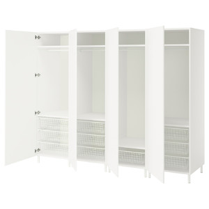 PLATSA Wardrobe combination, white/Fonnes white, 240x57x191 cm