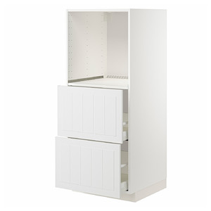 METOD / MAXIMERA High cabinet w 2 drawers for oven, white/Stensund white, 60x60x140 cm