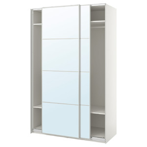 PAX / AULI Wardrobe with sliding doors, white/mirror glass, 150x66x236 cm