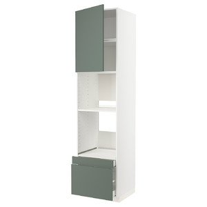 METOD / MAXIMERA Hi cab f ov/combi ov w dr/2 drwrs, white/Bodarp grey-green, 60x60x240 cm