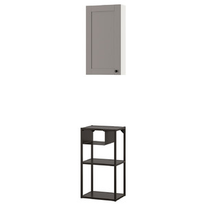 ENHET Wall storage combination, white/grey frame, 40x30x150 cm