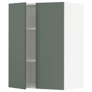 METOD Wall cabinet with shelves/2 doors, white/Bodarp grey-green, 60x80 cm