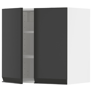 METOD Wall cabinet with shelves/2 doors, white/Upplöv matt anthracite, 60x60 cm