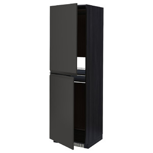 METOD High cabinet for fridge/freezer, black/Upplöv matt anthracite, 60x60x200 cm