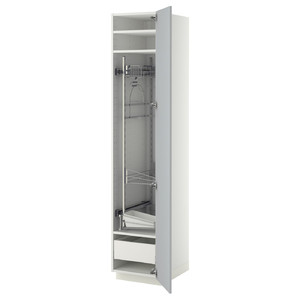 METOD / MAXIMERA High cabinet with cleaning interior, white/Veddinge grey, 40x60x200 cm