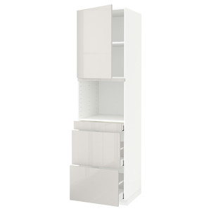 METOD / MAXIMERA Hi cab f micro combi w door/3 drwrs, white/Ringhult light grey, 60x60x220 cm