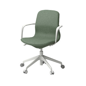 LÅNGFJÄLL Conference chair with armrests, Gunnared green-grey/white