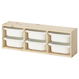 TROFAST Wall storage, light white stained pine/white, 93x21x30 cm