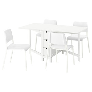 NORDEN / TEODORES Table and 4 chairs, white/white, 26/89/152 cm