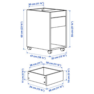 TONSTAD Drawer unit on castors, off-white, 35x60 cm