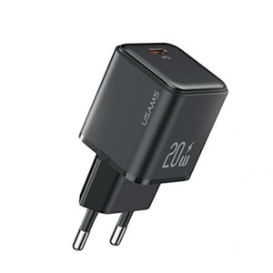 USAMS Wall Charger EU Plug 1xUSB-C PD 3.0 20W Fast Charging, black