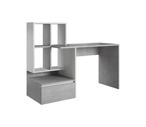 Desk with Shelves Paco, concrete/matt white