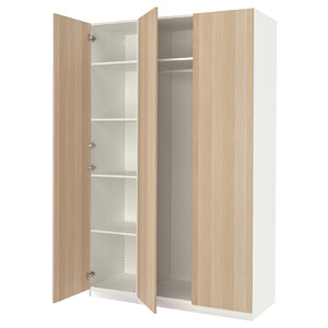 PAX / FORSAND Wardrobe combination, white/white stained oak effect, 150x60x236 cm