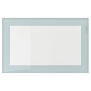 GLASSVIK Glass door, light grey-blue/clear glass, 60x38 cm