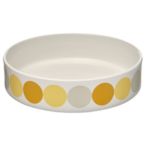 BRÖGGAN Bowl, dot pattern white/yellow, 22 cm