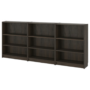 BILLY Bookcase combination, dark brown oak effect, 240x28x106 cm