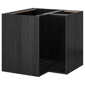 METOD Corner base cabinet frame, wood effect black, 88x88x80 cm