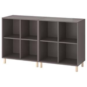 EKET Cabinet combination with legs, dark grey, wood, 140x35x80 cm