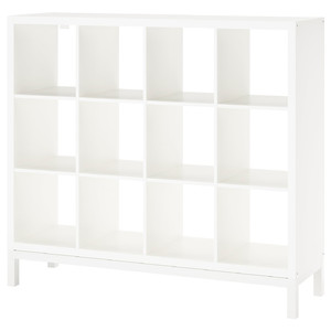 KALLAX Shelving unit with underframe, white/white, 147x129 cm