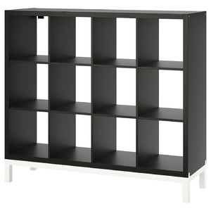 KALLAX Shelving unit with underframe, black-brown/white, 147x129 cm