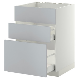 METOD / MAXIMERA Base cab f sink+3 fronts/2 drawers, white/Veddinge grey, 60x60 cm