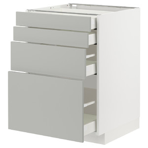 METOD / MAXIMERA Base cab 4 frnts/4 drawers, white/Havstorp light grey, 60x60 cm