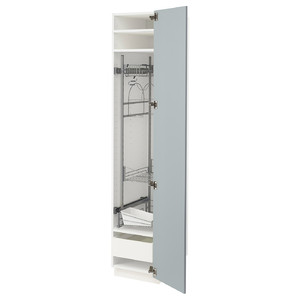 METOD / MAXIMERA High cabinet with cleaning interior, white/Kallarp light grey-blue, 40x60x200 cm