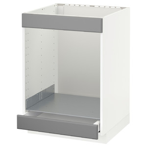 METOD / MAXIMERA Base cab for hob+oven w drawer, white, Bodbyn grey, 60x60 cm