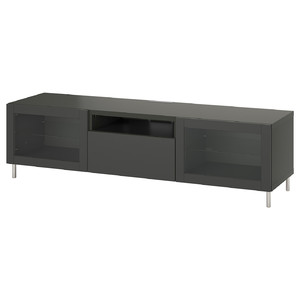 BESTÅ TV bench, dark grey Lappviken/Sindvik dark grey, 180x42x48 cm