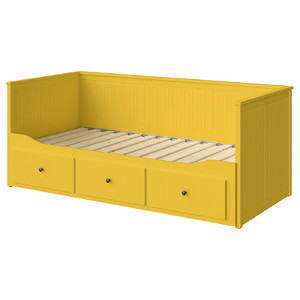 HEMNES Day-bed frame with 3 drawers, yellow, 80x200 cm