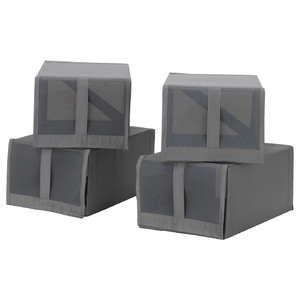 SKUBB Shoe box, dark grey, 22x34x16 cm, 4 pack