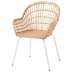 NILSOVE Chair with armrests, rattan, white