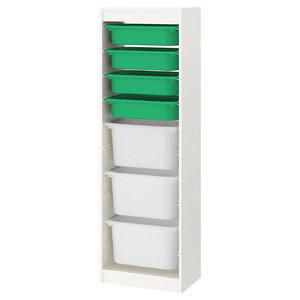 TROFAST Storage combination, white, green white, 46x30x145 cm