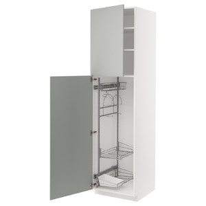 METOD High cabinet with cleaning interior, white/Havstorp light grey, 60x60x220 cm