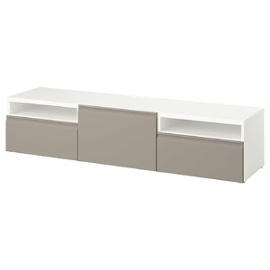 BESTÅ TV bench, white/Hammarsmed beige, 180x42x39 cm