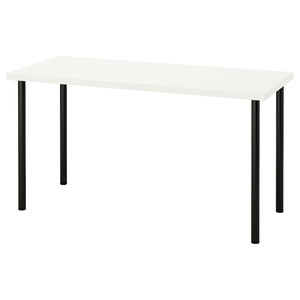 LAGKAPTEN / ADILS Desk, white, black, 140x60 cm
