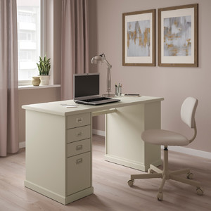 VEBJÖRN Desk, beige, 140x72 cm