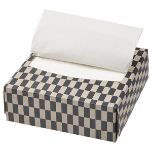 RÖDKNOT Paper napkin, check pattern light brown/black, 16x32 cm, 100 pack