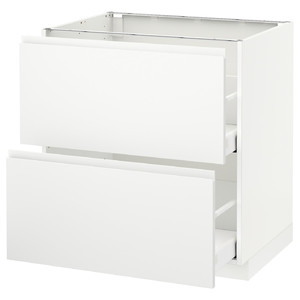 METOD / MAXIMERA Base cb 2 fronts/2 high drawers, white, Voxtorp matt white white, 80x60 cm