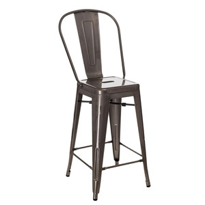 Bar Stool with Backrest Paris 66cm, metallic