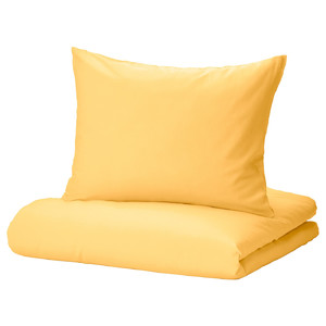 NATTSVÄRMARE Duvet cover and 2 pillowcases, yellow, 200x200/50x60 cm