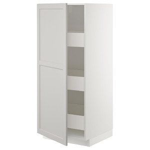 METOD / MAXIMERA High cabinet with drawers, white/Lerhyttan light grey, 60x60x140 cm