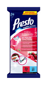 Presto Wet Wipes for Floors 2in1 Raspberry & Cranberry 24-pack