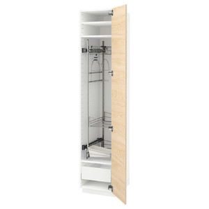 METOD / MAXIMERA High cabinet with cleaning interior, white/Askersund light ash effect, 40x60x200 cm